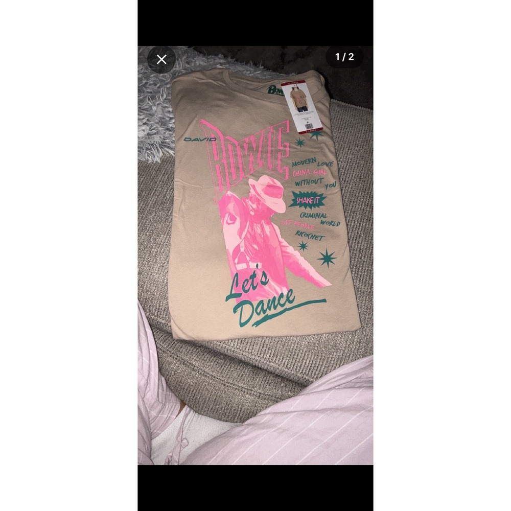 David‎ Bowie Let's Dance Licensed Band Tee Shirt X Large Beige Graphic NWT